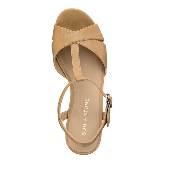 Sun + Stone Jillien Leather Wrapped Platform Block Heels Women's Size 11 New - Picture 5 of 8